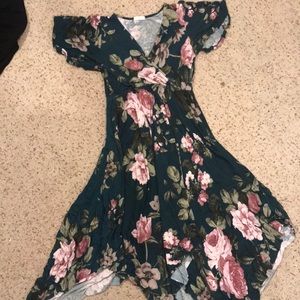 Cotton flowy green flower dress